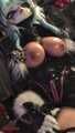 Furry vixen fox milks the slave.