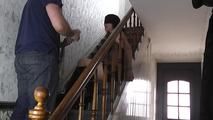 Kim tricked on stairs