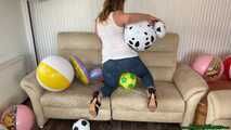 trying to sit2pop and using the heels to destroy beach balls