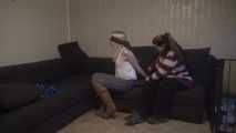 Elysa roped on couch 
