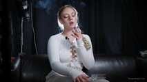 Smoking strong cork cigarette in the studio