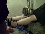 Sandra tied on a gym 1/2