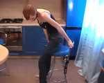 Alice Lee - Short-haired redhead left bound and barefoot in the kitchen (video)