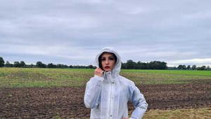 Miss Amira in Lepper nylon rain gear and transparent rain suit with Ilse Jacobsen coat