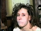 24 YEAR OLD ERICA IS SEMI CLEAR TAPE GAGGED, BALL-TIED WITH ELECTRICAL TAPE & CLEAVE GAGGED (D54-12)