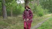Miss Petra takes a walk in an AGU rain suit and rubber boots (looped version)
