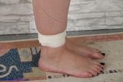 Tape tied with tight tape gag