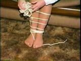 21 YR OLD COLLEGE STUDENT CINDY TIES UP AND GAGS HERSELF & IS HOG-TIED (D44-3)