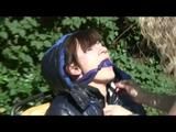 03:45 Min. video with Julia tied and gagged in a shiny down jacket