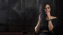 Gorgeous brunette Daria enjoying a cigarette in the hot smoking video