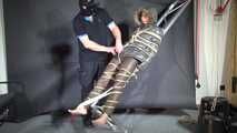 Aiyana bound, gagged and vibed in shiny nylon Downwear