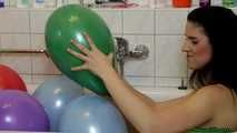 taking a bath with balloons [nails, scissors lighter]