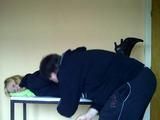 Hogtied on the table