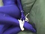 Blue Lycra catsuit