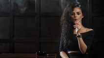 Gorgeous brunette Daria enjoying a cigarette in the hot smoking video