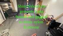 Lana tied and gagged and gagged to Post in shiny nylon Rainwear