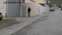 030065 Salma Takes A Long Pee Into The Wheelie Bin
