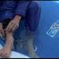Pia ties and gagges herself in a small swimming pool wearing sexy lightblue downwear (Video)