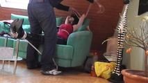 Lisa roped on couch 1/2