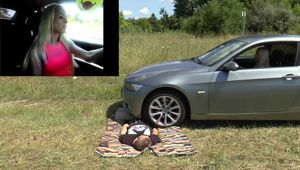 Under Ariel's big car!