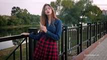 Lovely girl Irina enjoying a nice weather and a 120mm cigarette