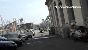 016208 Eve Pees On The Crowded Barcelona Waterfront