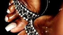 Beautiful long pearl toenails