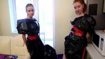 Merida & Hannah - Trash bag cleaning with bondage (video)