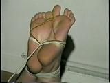 18 YR OLD BABYSITTER HOG-TIED, MOUTH STUFFED, CLEAVE GAGGED, BAREFOOT, FEET & TOE TIED (D42-5)
