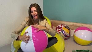 popping water balls with fingernails tearing and high heels