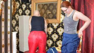 Miss Francine and Lady Nadja in AGU rainwear handcuff and ballgag each other