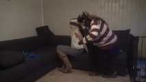 Elysa roped on couch 