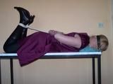 Tied up in a bordeaux dress 