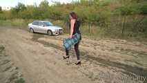 Kristina walking outside