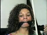 28 YR OLD MOM HANDS TIED UP TO CEILING, CLEAVE GAGGED, TIT TIED & HOG-TIED ON SOFA (D54-9)