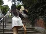 016079 Eve Takes A Pee In The Stairway Drain Channel