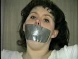 BALL-GAGGED, & TIED BETWEEN  2 PILLARS DAMSEL (D16-12)