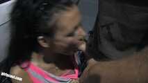 Anna F. wild dogging on a parking lot
