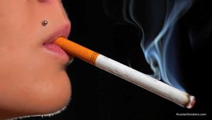 Smoking 100mm Marlboro Red in this closeup video 