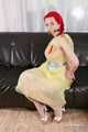 Morrigan - taped in yellow trash bag dress