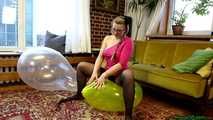 sitpopping in tight dress and stockings