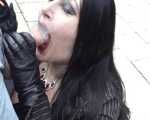 Smoking Lady Blowjob & Handjob with leather Gloves - Fuck my Tits - Cum on my Face