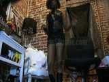 Latex boot leather femdom