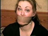 26 YEAR OLD RIVER MOUTH STUFFED, WRAP TAPE GAGGED, BALL-TIED, TOE-TIED IN PANTYHOSE (D47-7)