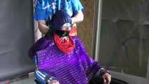 Watch Myxxxy bound and gagged in shiny nylon Rainwear with multiple gags and breath control