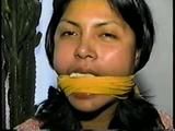18 Yr OLD AMERICAN INDIAN COLLEGE STUDENT IS MOUTH STUFFED, BAREFOOT, TOE TIED, CLEAVE GAGGED & TIED TO A CHAIR (D55-3)
