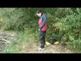 Sexy archive girl dressed with an shiny nylon adidas shorts and puts a rain pants and a rain jacket over it (Video)
