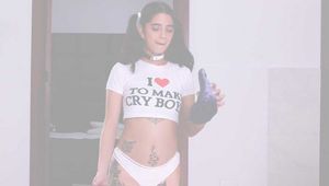 Hot skinny latina teen May playing an octopus dildo in her pussy