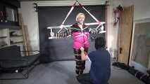Alice, bound, gagged and vibed in shiny nylon clothes