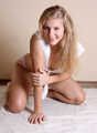 Albina Rose: topless barefoot girl poses without restraints and then with handcuffs and leg irons